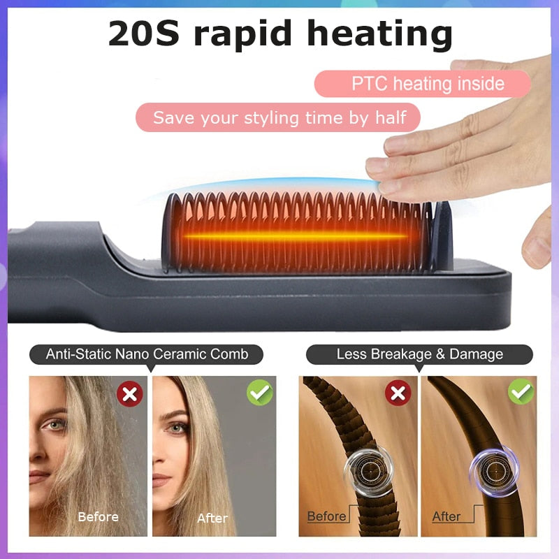 Multifunctional Electric Straight Hair Straightener Comb Brush